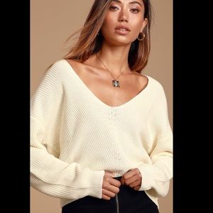 Lulus Feel it Still Ivory Knit Sweater Size M